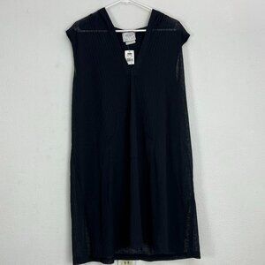 Cover Me Women's 3X Black Sleeveless Hooded Pullover Knit Mini Shift Dress New